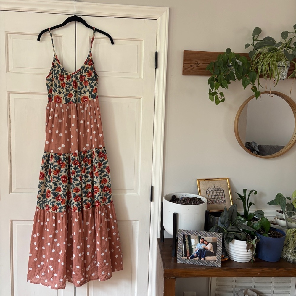 ROLLER RABBIT Rosetone Polka Dot Floral Tiered DAKOTA Maxi Dress NEW Size Small - Picture 4 of 16